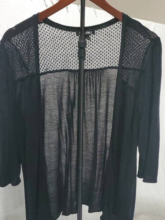 Roz & Ali Tops - Roz & Ali Black Lace-Style Open Knit Cardigan